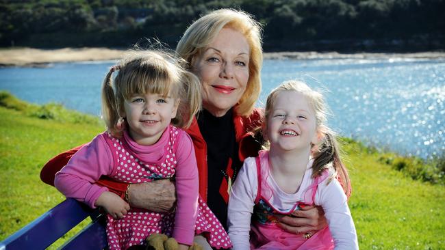 Pictured with two of her grandchildren Clare and Samantha.