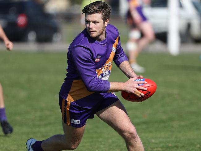 Altona star Jordan Robbins looks for an option. Picture: Local Legends Photography