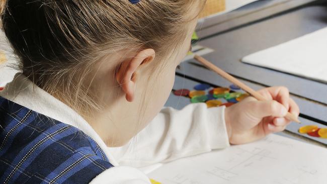 Rebecca Trace in maths class at Lansdowne Crescent Primary School in West Hobart; grade three students did particularly well in the numeracy portion of the latest NAPLAN tests. Picture: Mathew Farrell