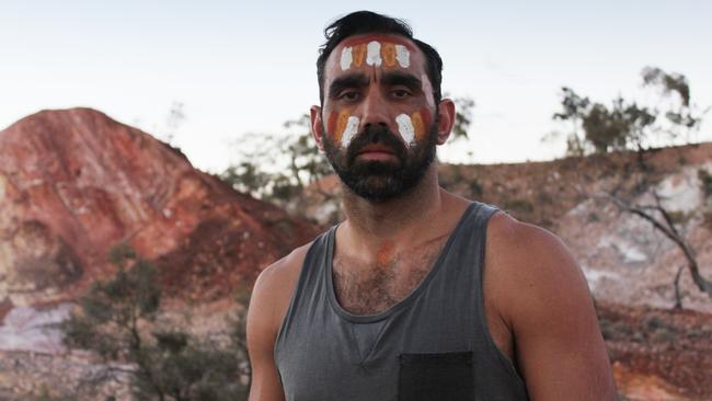 Discovering his ancestry ... Sydney Swans AFL footballer and Australian of the Year, Adam Goodes, at The Flinders Ranges in South Australia. Picture: SBS