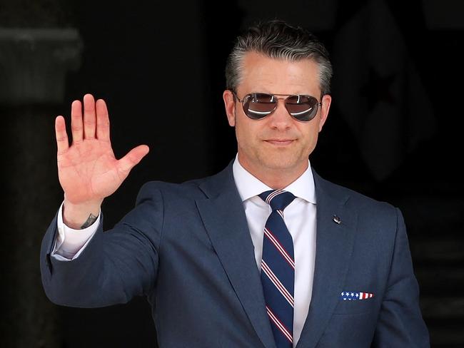 US Secretary of Defense Pete Hegseth waves on arrival at the Las Garzas presidential palace in Panama City on April 8, 2025. (Photo by Franco BRANA / AFP)