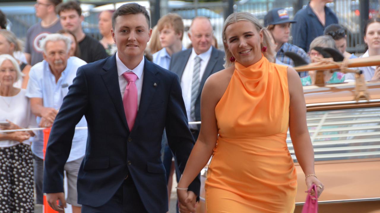 Toowoomba school formals. At the 2023 St Ursula's College formal is graduate Lucy Wright with her partner Lachlan Rodd. Picture: Rhylea Millar