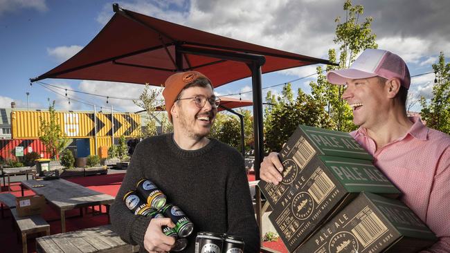 Taste of Summer launch at the Hobart Brewing Co. Venue manager Nick Devereux and Taste chair Jarrod Nation. Picture: Chris Kidd