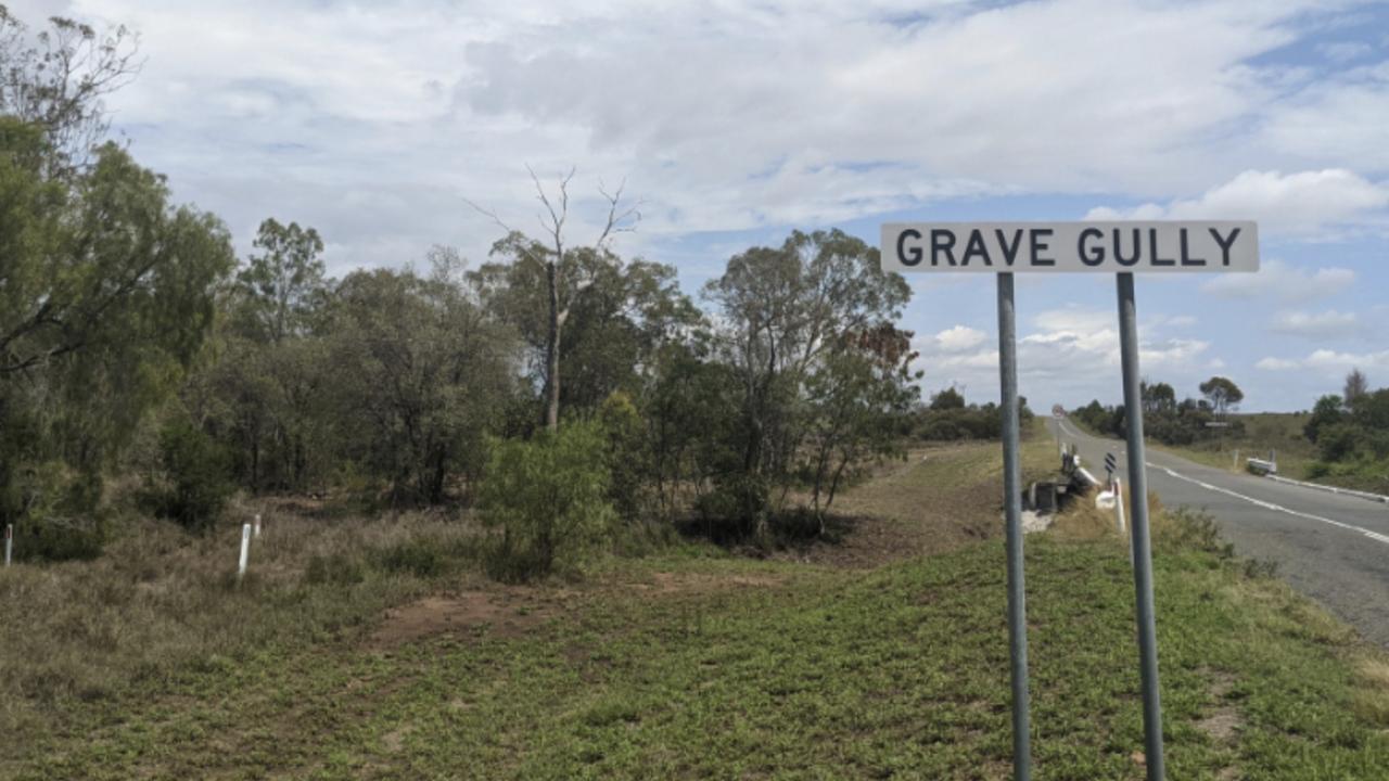 The scene of the fatal crash at Grave Gully, south of Mackay, where three people died, including a two-year-old boy. Picture 7 News via Twitter.