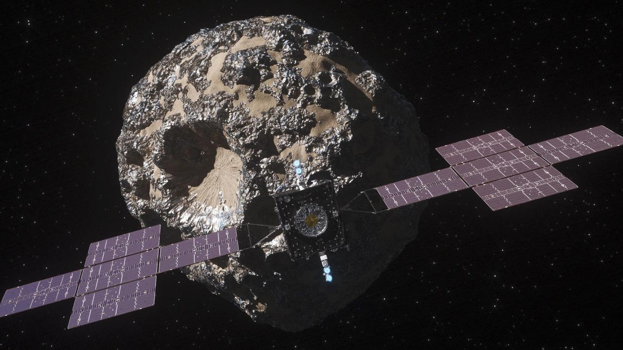 An artist's impression of the asteroid 16 Psyche. Picture: NASA/JPL-Caltech/ASU