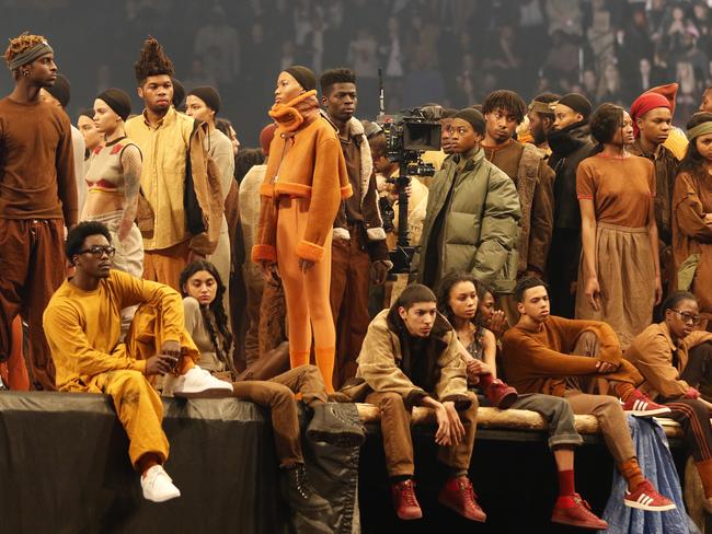 Models sporting clothes from the Yeezy collection. Picture: AP