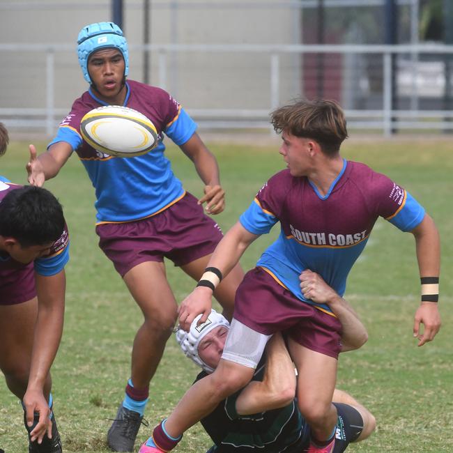 QLD Rugby Union State Championships (17-18 years boys) at the Townsville Sports Precinct. Friday May 23. South Coast against Metro North. Picture: Evan Morgan