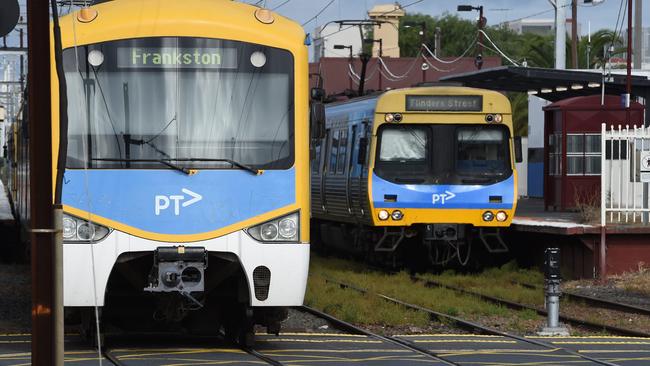 Metro trains at Mordialloc station. Picture: Chris Eastman