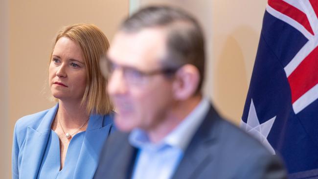 CHIEF Minister Michael Gunner and Treasurer Nicole Manison have defended Government spending and debt levels, but warned of tough measures in the next Territory Budget after the August election. Picture: Che Chorley