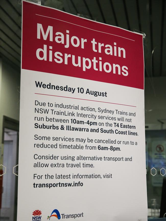 Commuters at Bondi Junction were given this warning this morning. Picture: Gaye Gerard / NCA Newswire