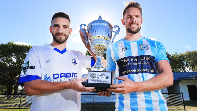 Captains Bruno Rodriguez and Dan Smith  - The Gold Coast Premier League football grand final will be held this Saturday at Lex Bell Oval, Isle of Capri between Surfers Paradise and Palm Beach. Photo: Scott Powick Newscorp