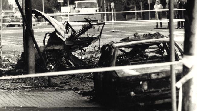 The aftermath of the Russell St bombing.