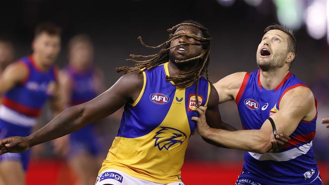 The West Coast midfielders need to make more of Nic Naitanui’s ruck dominance. Picture: Michael Klein