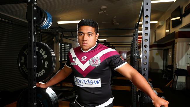 Sione Fotuaika plays Langer Cup rugby league for Marsden State High School and is brothers to Titans star Moeaki Fotuaika and will take on his brother's old school (Keebra Park) on Wednesday. Pics Adam Head