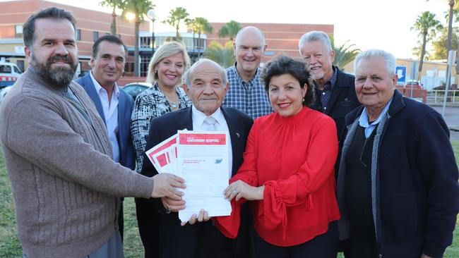 Canterbury state Labor MP Sophie Cotsis, second right, with locals who all want a major upgrade for Canterbury Hospital.