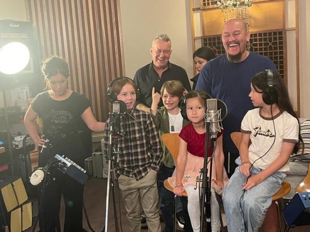 Jimmy Barnes enlists his grandchildren to re-record an Australian Christmas song called If Santa Forgets for his revamped Blue Christmas album. Picture: Instagram