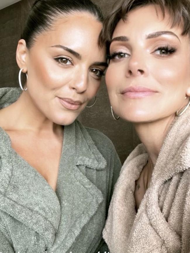 Olympia Bellchambers and Lauren MacKellar getting ready for the wedding. Picture: Instagram