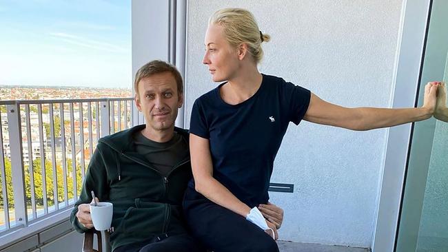 Alexei Navalny and his wife Yulia Navalnaya at Berlin's Charite hospital. Picture: Instagram via AFP