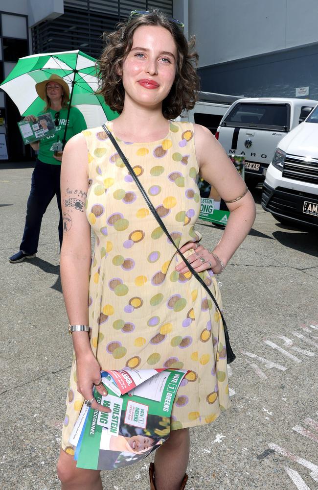 McConnel voter Stella Humphreys lodged her ballot early in Fortitude Valley. Picture: Steve Pohlner