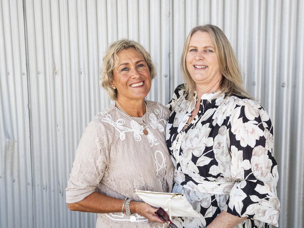 Karen Gordon (left) and Sandra Costigan at the Ladies Diamond Luncheon hosted by Toowoomba Hospital Foundation at The Goods Shed, Friday, October 11, 2024. Picture: Kevin Farmer