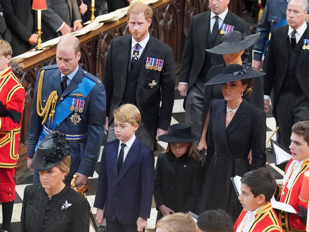 Prince Harry, pictured at the Queen’s funeral, remains estranged from the royals. Picture: Getty Images