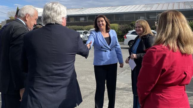 At St Vincent de Paul in Bowral, Minister for Families and Communities and Minister for Disability Services Natasha Maclaren-Jones greets CEO of St Vincent de Paul Society NSW Jack de Groot, Member for Goulburn Wendy Tuckerman, Wingecarribee Shire Council Interim Administrator Viv May and General Manager of Wingecarribee Shire Council Lisa Miscamble. Picture: Niki Iliagoueva