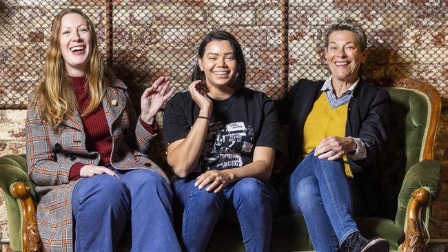 Anne Jacobs, Cerisa Benjamin and Sally Howland ahead of the 25th anniversary of music industry charity Support Act. Picture: Aaron Francis