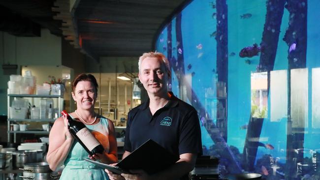 Dundee's General Manager Tina Wort and Cairns Aquarium CEO Daniel Leipnik. PICTURE: BRENDAN RADKE