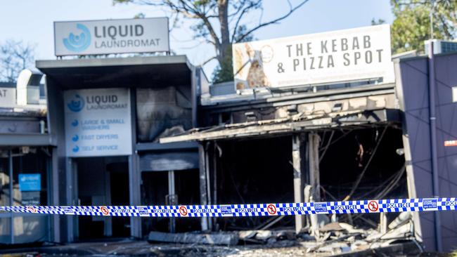 The businesses were totally destroyed by fire. Picture: Jeremy Piper