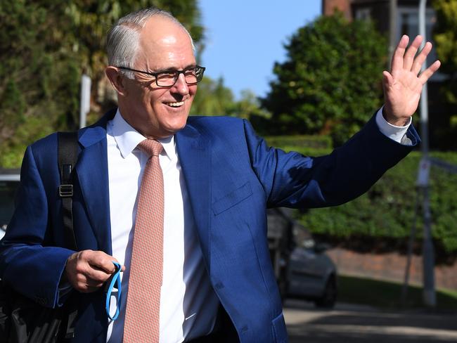 Former prime minister Malcolm Turnbull leaves his home in Point Piper on Monday. Picture: AAP