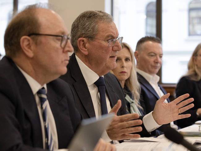 The Australian Securities & Investments Commission (ASIC) (L-R) Tim Mullaly, Joe Longo, Simone Constant, Alan Kirkland and Kate OÃ&#149;Rouke in Sydney for a Parliamentary hearing. Jane Dempster/The Australian.