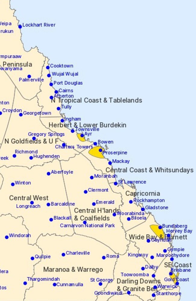 Severe Thunderstorm Warning with heavy rainfall for Central Coast and Whitsundays. Picture: BOM