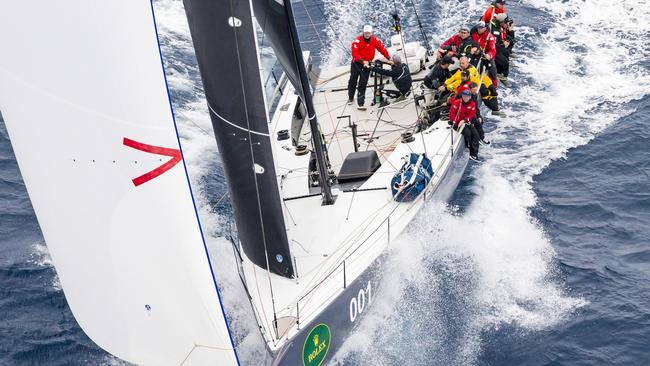 Matt Allen at the helm of his Sydney to Hobart racer Ichi Ban.