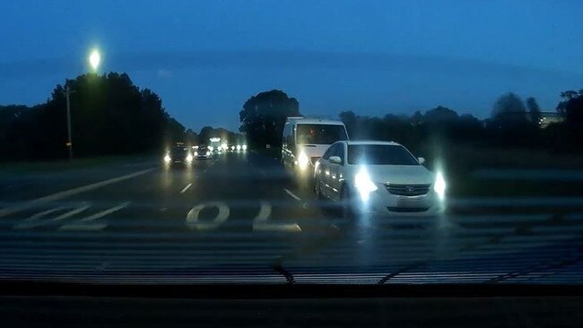 Footage shows a white car being closely followed by a van with green P-plates. Picture: Facebook Dash Cam Owners Australia