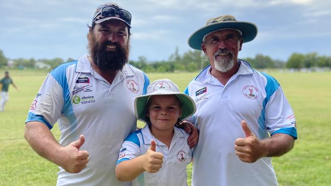 THREE GENERATIONS: Tim, Harry and Mal Tilse all played together for the first time for Coutts Crossing in the Clarence River Cricket Association 3rd Grade competition against Westlawn at JJ Lawrence Synthetic on Saturday, 6th February, 2021.