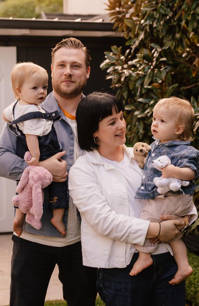 Brontë Doherty with her partner Rob and their twins. Picture: Stacey Rolfe/Supplied