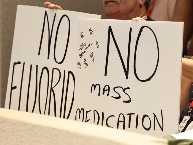 Cairns Regional Council has voted to not introduce fluoride into Cairns' drinking water at an ordinary meeting attended by dozens of anti fluoride protesters. Picture: Brendan Radke