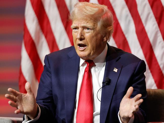 TOPSHOT - Former US President and 2024 Republican presidential nominee Donald Trump answers questions during the National Association of Black Journalists annual convention in Chicago, Illinois, on July 31, 2024. (Photo by KAMIL KRZACZYNSKI / AFP)