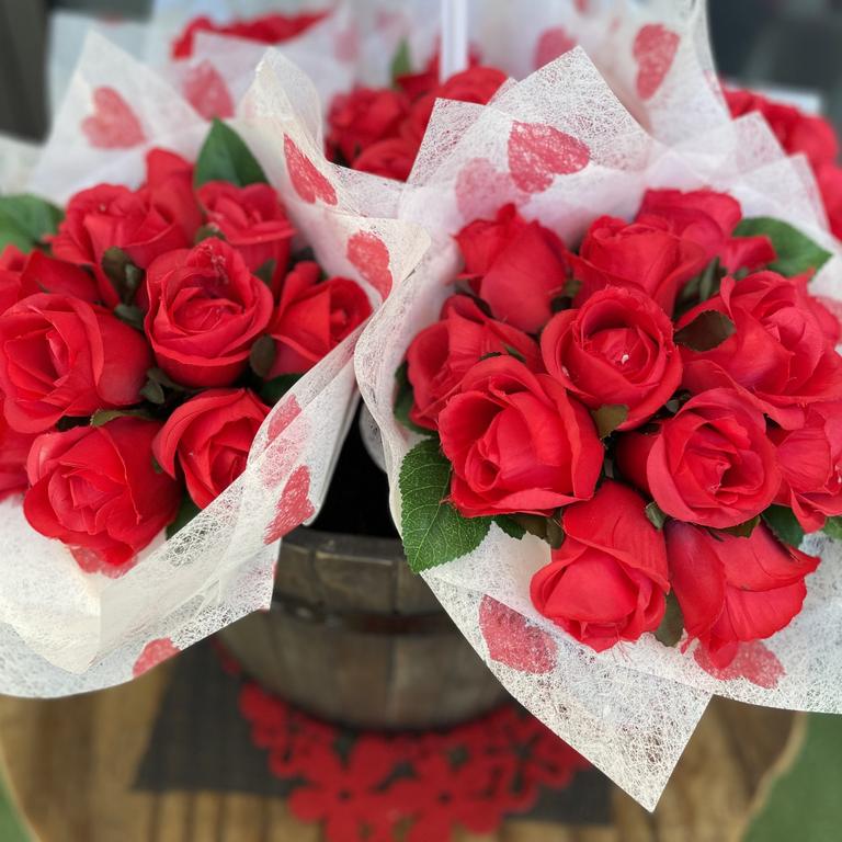 Lovely Valentine's Day bouquets from M's Enchanted Flowers. Picture: Janessa Ekert