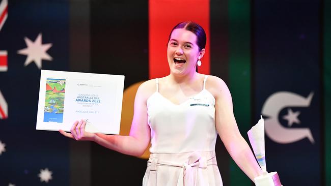 Angelique Hallett received the Young citizen of the year award at the Sunshine Coast Australia Day Awards this year. Picture: Patrick Woods.