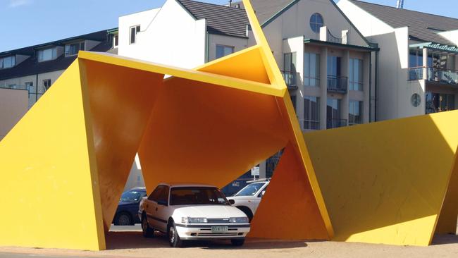 Vault was used as a parking shelter when installed outside ACCA in 2002.