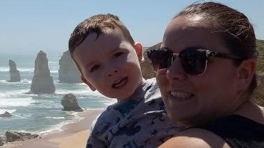 Darragh Hyde with his mum, Christine, on the Great Ocean Rd.