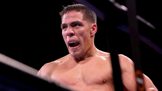 SAN ANTONIO, TX - JULY 17: Brian Castano reacts during his Super Welterweight fight against Jermell Charlo at AT&T Center on July 17, 2021 in San Antonio, Texas. The Jermell Charlo and Brian Castano fight ended in a split draw. (Photo by Edward A. Ornelas/Getty Images)