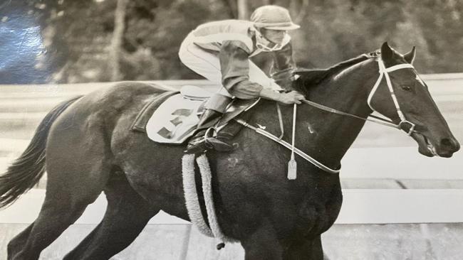 Kym Dendle after winning on Kingsfield Lad at Callaghan Park in May 1995.