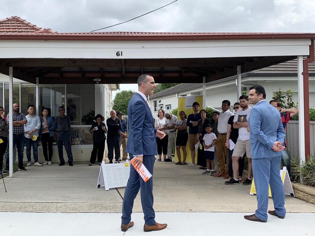 Auctioneer Michael Garofolo at the sale of 61 Morton St in Parramatta.