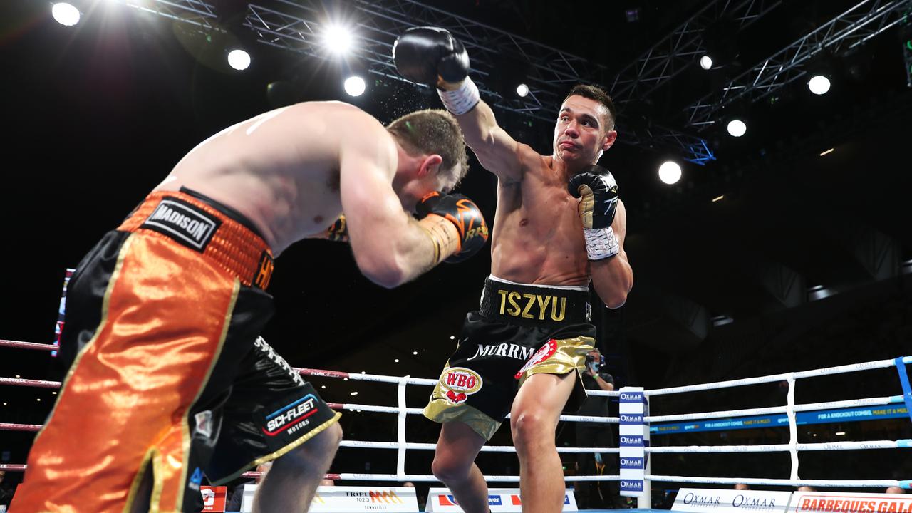 Jeff Horn vs. Tim Tszyu at Queensland Country Bank Stadium. Picture: Alix Sweeney