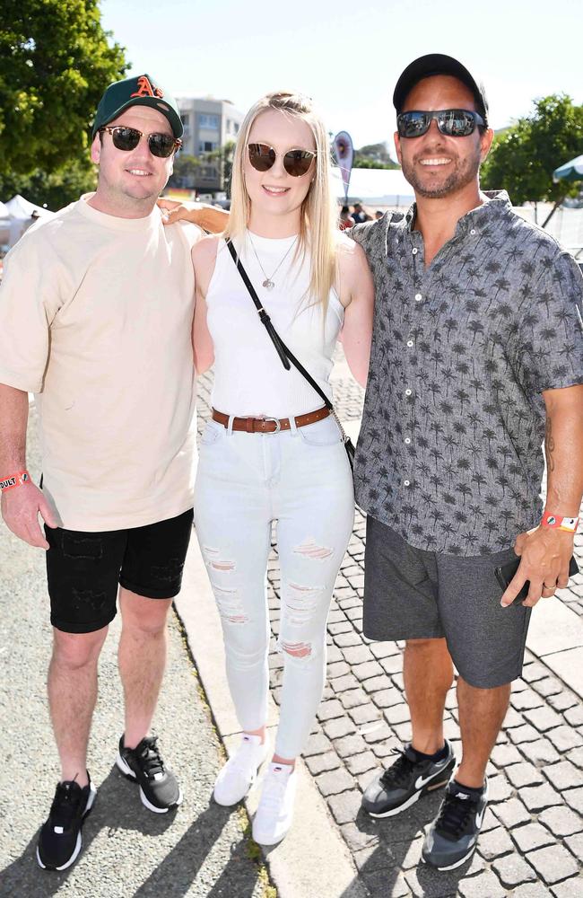 Blair McLean, Caitlin and Dave Drollett at Caloundra Music Festival. Picture: Patrick Woods.