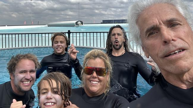 Khai, back left, with his family, Tim, Jett and Kate, his uncle Adam Barley and grandfather Peter Barley. Picture: Supplied by the family