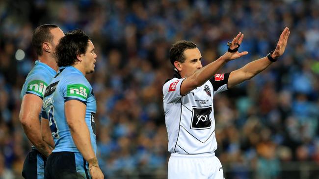 James Roberts was sin binned with about 11 minutes to go in a tense Origin II. Picture: Adam Head