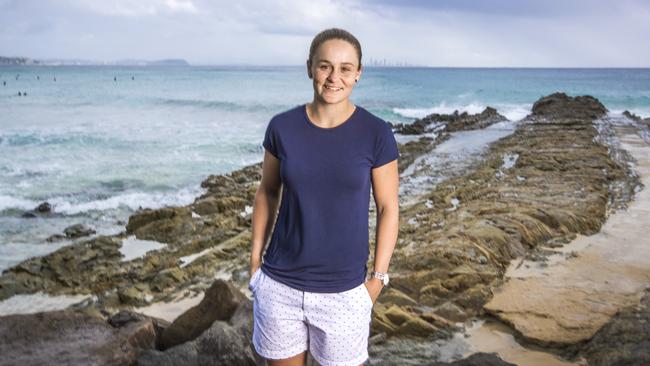 Ash Barty - tennis.Tennis top 10 player Ash Barty pictured back on home soil at Snapper Rocks after her win in Miami. Ash attended the WSL Gold Coast Pro event that has been moved to Duranbah today.Picture: NIGEL HALLETT